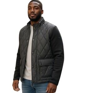 V.I.P. Collection Mens Black Quilted bomber Jacket Size S NWT